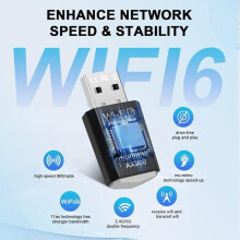 Dual-band WiFi 6 AX900 USB-adapter 2,4 GHz 5,8 GHz met MU MIMO en WPA3 voor pc, tot 900 Mbps