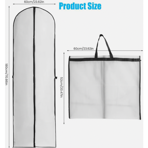 2 μακριές τσάντες ρούχων – 180 x 60 cm, πτυσσόμενες, με φερμουάρ, αντ 1