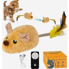 Intelligent kattenspeeltje, oplaadbare muis met afstandsbediening, jachtspeeltje met licht- en geluidseffecten.