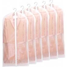 6 Stück Mottenschutz-Kleidersäcke 60 x 140 cm, atmungsaktiv und durchscheinend, ideal für Anzüge, Kleider und Mäntel, robustes Material