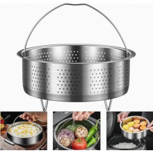 Insert vapeur en acier inoxydable pour casserole, panier de cuisson à la vapeur avec poignée, idéal pour légumes, fruits et œufs, rond 13,8 cm