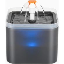 Katzenbrunnen 2 l mit leiser Pumpe und LED, Trinkbrunnen für Katzen, Tiefenfilterung, grau, für Haushalte mit mehreren Haustieren
