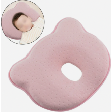 Almohada ortopédica para bebés, para el síndrome de cabeza plana, almohada suave, rosa.