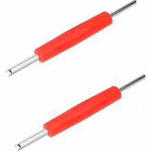 Llave/extractor de válvulas de acero inoxidable de 2 piezas para válvulas de coche, motocicleta y bicicleta (rojo)