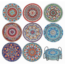 8 Diamond Painting onderzetters met houder, Mandala Diamond Painting onderzetters knutselset, Diamond Cup onderzetters, verjaardagscadeau voor E