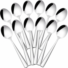 Teelöffel-Set 12 Stück, Kaffeelöffel aus Edelstahl, hochglanzpoliert, modernes elegantes Design, robust und langlebig