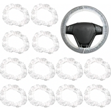 100 fundas para volante de plástico, fundas transparentes para volante, fundas reutilizables para volante de coche, protector universal para volante.