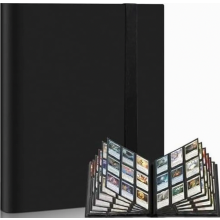 Trading Card Album with 360 Side Loading Sleeves, Large Card Binder, Black, Gift for Collectors and Kids Birthday