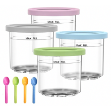 4 Pack Ice Cream Containers for Ninja Creami NC300 Series, Reusable Pints with Lids, BPA Free, Dishwasher Safe, Durable Freezer Containers