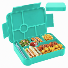 Kinderlunchbox met 7 compartimenten, 1350 ml, lekvrije bentobox met bestek, ontbijtbox, snackbox voor studenten en volwassenen.