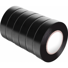 Ruban isolant noir imperméable, lot de 6, adhésif, pour projets de câblage et réparations, 18 mm x 25 m