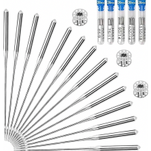 100 Pack Universal Sewing Machine Needles 65/9 75/11 80/12 90/14 100/16 110/18 Needle Set for Denim Leather Jeans Stretch Jersey Fabric