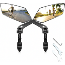Set van 2 linker fietsspiegels met extra groot spiegeloppervlak, HD slagvast echt glas, krasbestendige fietsspiegels voor e-bike stuur, achteruitkijks