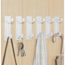 Selbstklebende Haken aus Metall, ultrastark bis 6 kg, rostfrei, Türhaken und Handtuchhaken ohne Bohren, weiß, 6er-Set
