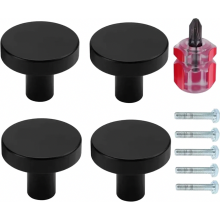 4 Stück Schwarze Möbelknöpfe aus Zinklegierung, Runde Schrankgriffe für Küchenschränke, Schubladen, Schlafzimmer und Badezimmer, Modernes Design