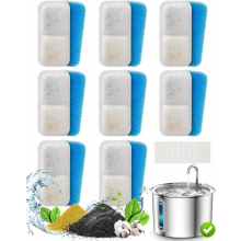 8-delige set vervangingsfilters PWF-001 2L drinkfontein voor katten, roestvrij staal, waterfilter voor katten, 3-filtersysteem