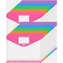 Set van 30 A4-documentmappen, geschikt voor het archiveren, verkrijgbaar in 5 kleuren, inclusief klittenbandsluiting, waterdichte mappen met 11 perfor