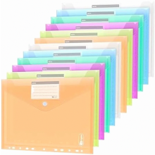 24-delige A4-documentenmap, 6 kleuren, transparante A4-documentenmap, documentenmap, ordner, tas met drukknoopsluiting voor het organiseren, met 11