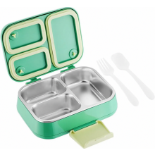 Kinderlunchbox met vakjes, lekvrije bentobox voor kinderen, 3-in-1 snackbox met vakjes, lunchbox voor school en kleuterschool, geschikt voor de magnet