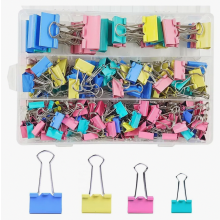 Set van 170 opvouwbare paperclips, 15 mm, 19 mm, 25 mm, 32 mm zwarte bindclips, paperclips, multifunctionele documentclips, metalen clips