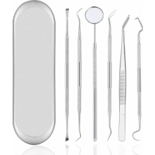 Juego de cuidado dental de 6 piezas, instrumental dental, utensilios dentales, espejo dental, pinzas dentales, sonda dental, removedor de sarro, acero