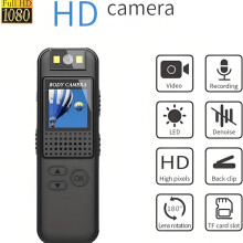 Mini draagbare bodycamera met 1080p-resolutie, magnetische clip, 180 graden draaibare lens, ondersteuning voor 128 GB, 7 uur