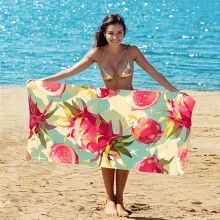 Toalla de playa plegable 2 en 1 tipo mochila para verano, yoga y viajes, toalla de baño estampada con almacenamiento incorpo