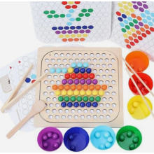 Holz Montessori Lernspielzeug, Perlen-Puzzle und Sortierspiel für Kinder von 3 bis 5 Jahren, Farben- und Mathematikspielzeug für die Vorschule