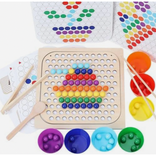Ξύλινο παιχνίδι Montessori, επιτραπέζιο παιχνίδι παζλ με χάντρες κλ