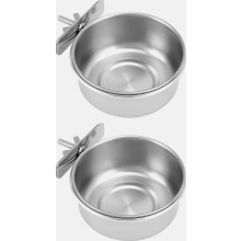 Set van 2 hangende vogelvoederhuisjes van roestvrij staal, accessoires voor vogelkooien, accessoires voor rattenkooien (10x4,5 cm)