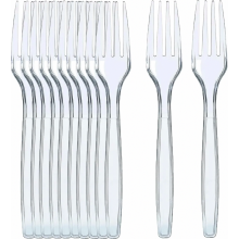 Plastic bestek – 120 wegwerp plastic vorken, 15 cm dik, mat handvat, transparant en stevig – ideaal voor verjaardagen, barbecues en bruiloften.