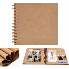 Pieni tee-se-itse-valokuva-albumi, 17x17 cm leikekirja, 20 arkkia (40 sivua), rengaskantinen valokuva-albumi, voimapaperista spiraalialbumi vauvan sy
