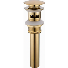 Universal Sink Drain with Overflow, Gold Pop-Up Waste Valve for Basin and Vanity, Brass Drain Assembly with Installation Guide