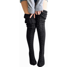 Chaussettes montantes en tricot pour femme, épaisses et chaudes, style traditionnel, grosses mailles, chaussettes d’hiver thermiques et douces, 105