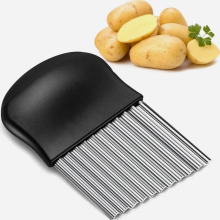 Wellenförmiger Gemüseschneider aus Edelstahl für Pommes, Kartoffeln und Gemüse, sicher und robust für Kinder