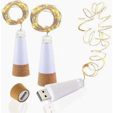 Guirnalda de luces LED para botellas de corcho, alimentada por USB, 1,9 m, 20 LED, cable de cobre, luces LED de cielo estrellado para el hogar, la coc