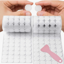 Self Adhesive Hook and Loop Dots 20 mm, 200 Pairs White, with Plastic Spatula for Easy Application
