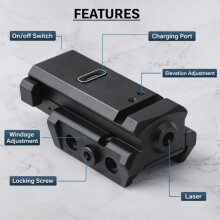 Laserpunktvisier für 11-mm-Schienen, roter, blauer und grüner Strahl, kompakt, per USB oder Knopfzelle aufladbar, mit einfach