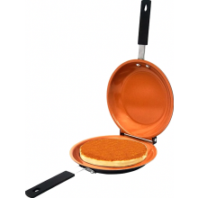 OKWISH Yleispannut, Käännettävä pannu, Keittiöväline, Paistinpannu, Grillilevy, Pyöreä kaksipuolinen pannu, Oranssi