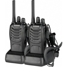 Raidió Fuireachais Dhá Bhealach Ultrafhada BF-88E 1500mAh Caighdeán AE Dubh
