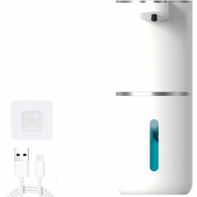 Automatic Wall-Mounted Foaming Soap Dispenser, Electric USB Rechargeable Sensor Hand Soap Dispenser Set for Kitchen and Bathroom, White