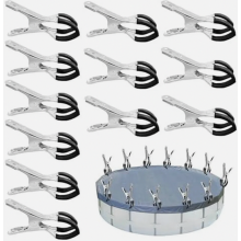 Metal Clamps for Pool Cover, 12 Pieces, Spring Clips with Protective Film for Above Ground Pools, Pool Fabrics, Umbrellas and Clothes Dryi