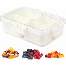 Snackdoos met vakjes, snackopbergdoos, snackkom met deksel, snackbord met 4 vakjes, kruidendoosje, plastic snackkom voor snoep