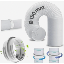 Air Conditioner Exhaust Hose Extension 200 cm with Adapter, 130 mm Inner 150 mm Outer Diameter, Portable AC Vent Hose Extension Compatible