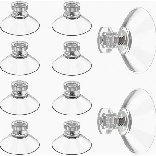 10 Pack Threaded Suction Cups, Reusable 25 mm Diameter Suction Pads with 4 mm Thread, Strong Grip, Replacement Adhesive Pads for Parking D