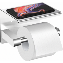 WC-paperiteline ilman porausta, hyllyllä, itseliimautuva, harjatusta ruostumattomasta teräksestä, seinään kiinnitettävä wc-paperiteline.