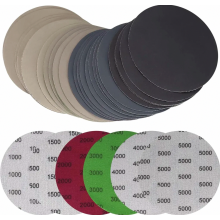 48 discos de lijado de 125 mm con sistema de velcro, para uso en seco y húmedo, con granos de 1000, 1500, 2000, 3000, 4000 y 5000, sin orificios y de