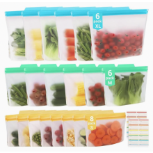 20-Pack Reusable Freezer Bags, Stand-Up Bottom Zip Food Storage Bags, Silicone Sandwich Bags for Kitchen, Vegetables, Milk, Snacks and Mea