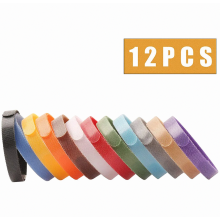 Set van 12 puppyhalsbanden in 12 kleuren, verstelbare identificatiehalsband, zelfklevende tape voor puppy's