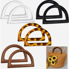 8 Pcs Replacement Bag Handles, D-Shaped DIY Handbag Handles for Bag Making, Handmade Purse Accessories, Transparent, Black, Brown